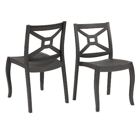 Rainbow Outdoor Zeus Set of 2 Stackable Side Chair-Anthracite RBO-ZEUSBOX-ANT-SC-SET2